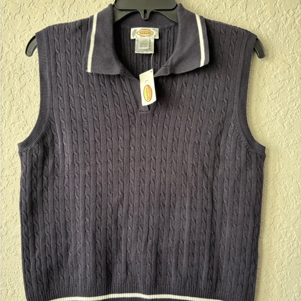 Brand New! Talbots Navy Cable Knit Sweater